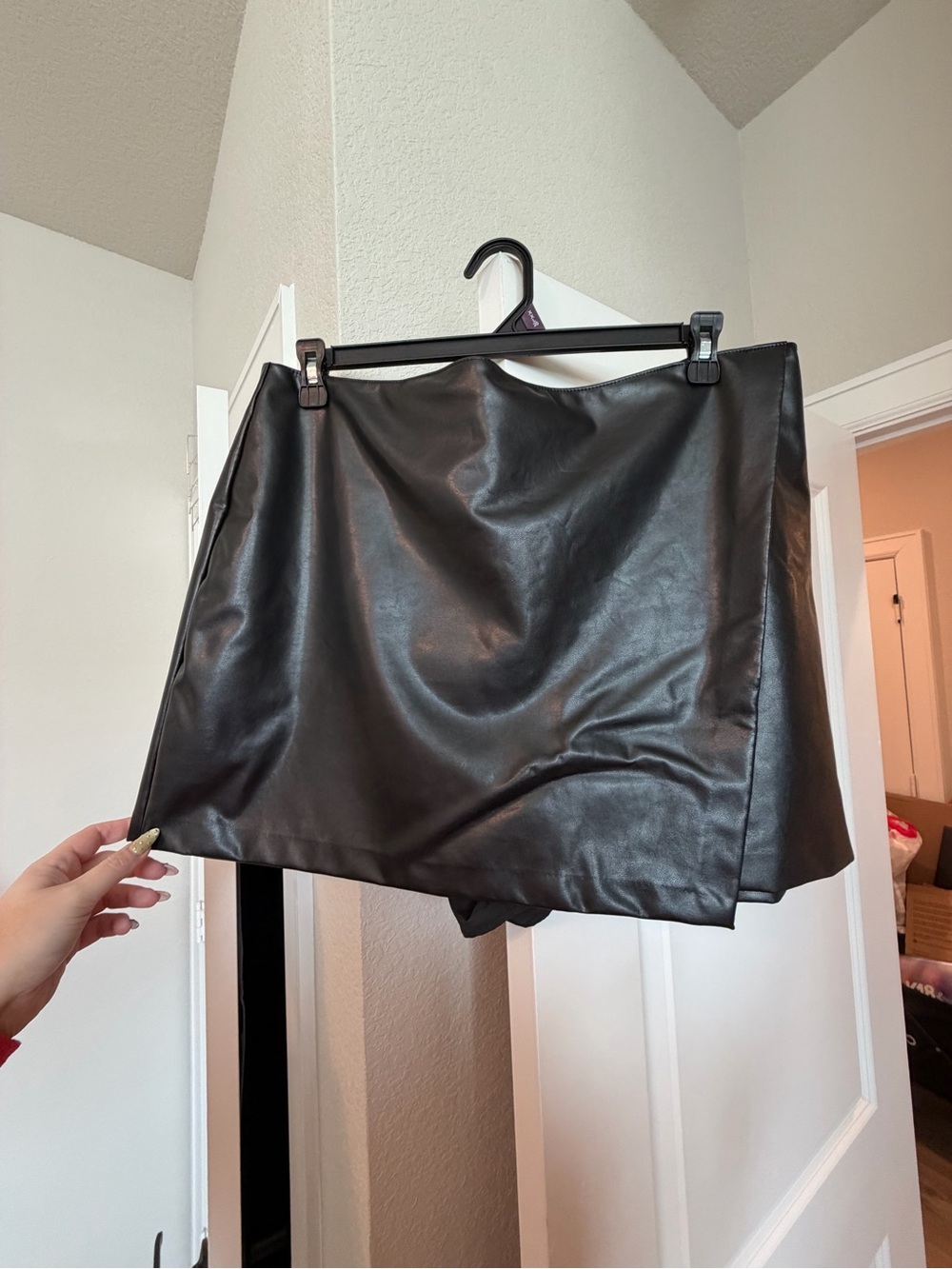 Abercrombie & Fitch Black Faux Leather Mini Skort